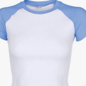 Divided White and Light Blue Tee